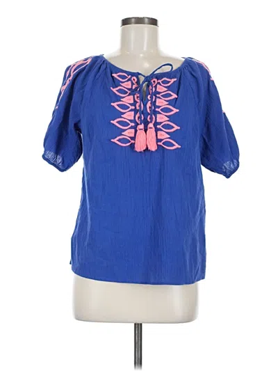 Pre-owned Talbots Short Sleeve Blouse In Blue