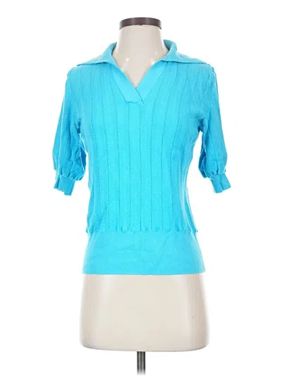 Pre-owned Talbots Short Sleeve Blouse In Blue