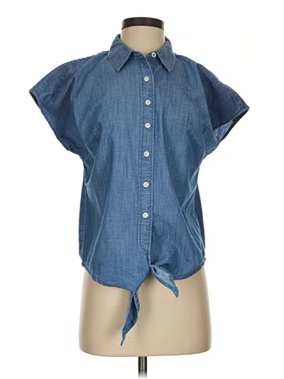 Pre-owned Talbots Short Sleeve Blouse In Blue