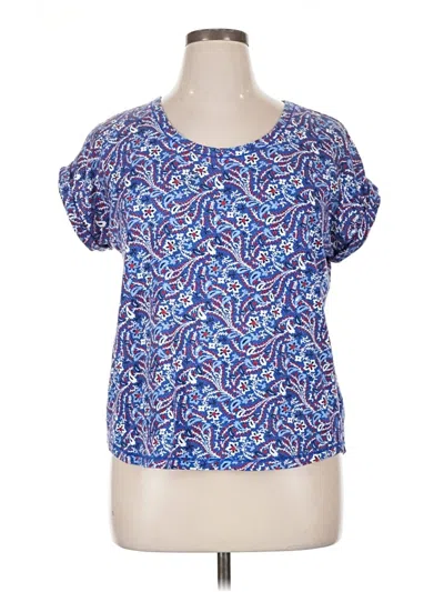 Pre-owned Talbots Short Sleeve Blouse In Blue