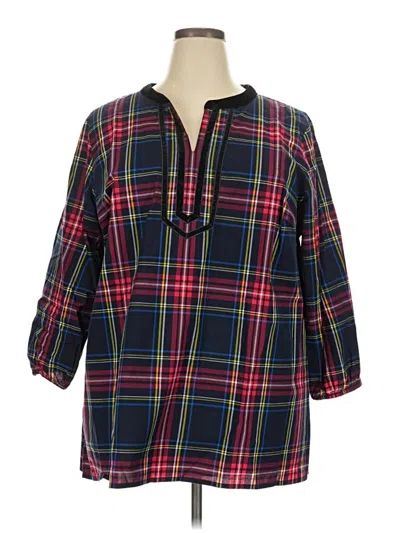 Pre-owned Talbots Short Sleeve Blouse In Blue