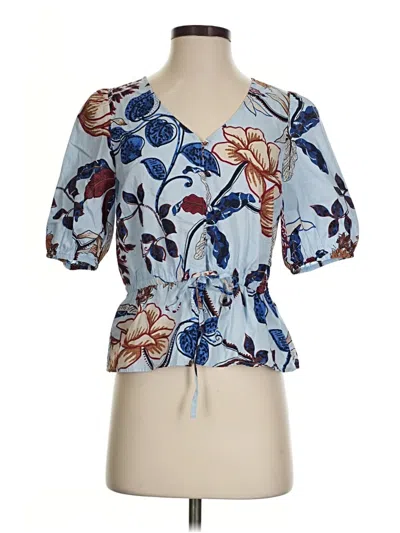 Pre-owned Talbots Short Sleeve Blouse In Blue