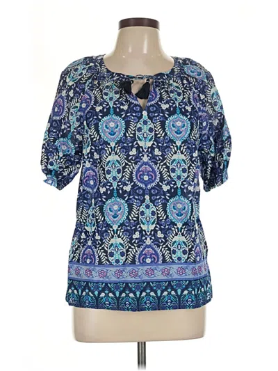 Pre-owned Talbots Short Sleeve Blouse In Blue