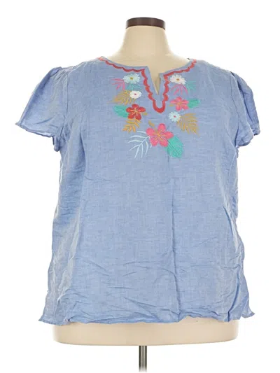Pre-owned Talbots Short Sleeve Blouse In Blue