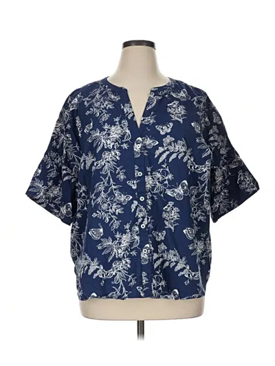 Pre-owned Talbots Short Sleeve Blouse In Blue