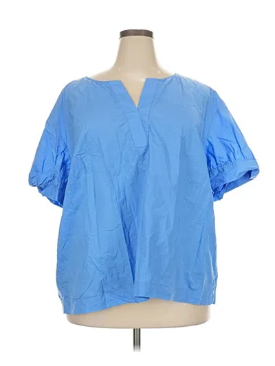 Pre-owned Talbots Short Sleeve Blouse In Blue