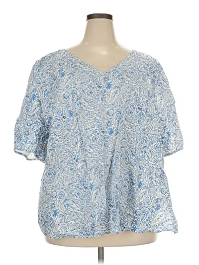 Pre-owned Talbots Short Sleeve Blouse In Blue