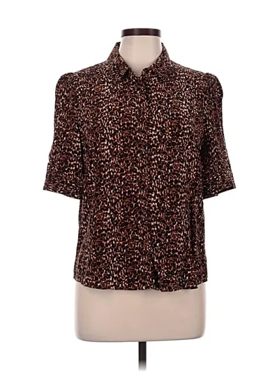 Pre-owned Talbots Short Sleeve Blouse In Brown