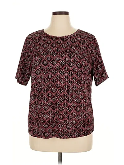 Pre-owned Talbots Short Sleeve Blouse In Burgundy