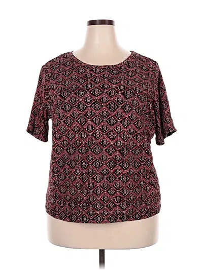 Pre-owned Talbots Short Sleeve Blouse In Burgundy