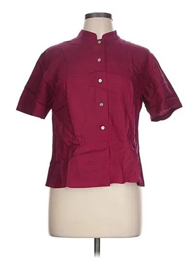 Pre-owned Talbots Short Sleeve Blouse In Burgundy
