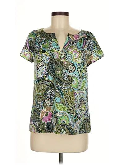 Pre-owned Talbots Short Sleeve Blouse In Green