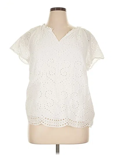 Pre-owned Talbots Short Sleeve Blouse In Ivory