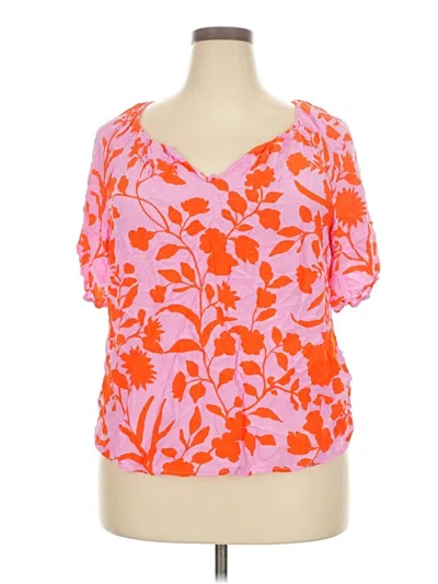 Pre-owned Talbots Short Sleeve Blouse In Orange
