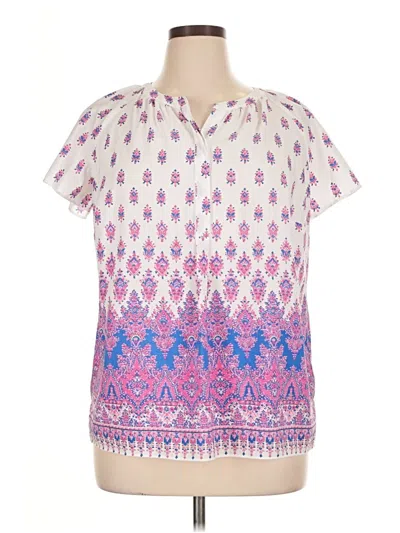 Pre-owned Talbots Short Sleeve Blouse In Purple