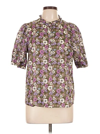 Pre-owned Talbots Short Sleeve Blouse In Purple