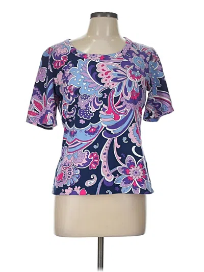 Pre-owned Talbots Short Sleeve Blouse In Purple