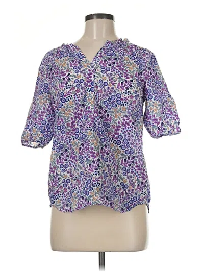Pre-owned Talbots Short Sleeve Blouse In Purple