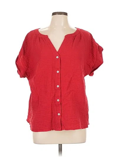 Pre-owned Talbots Short Sleeve Blouse In Red
