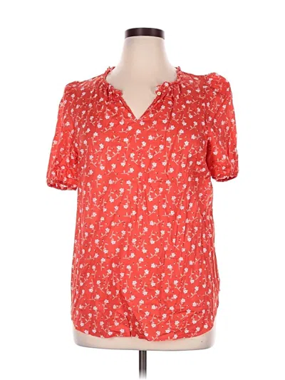 Pre-owned Talbots Short Sleeve Blouse In Red