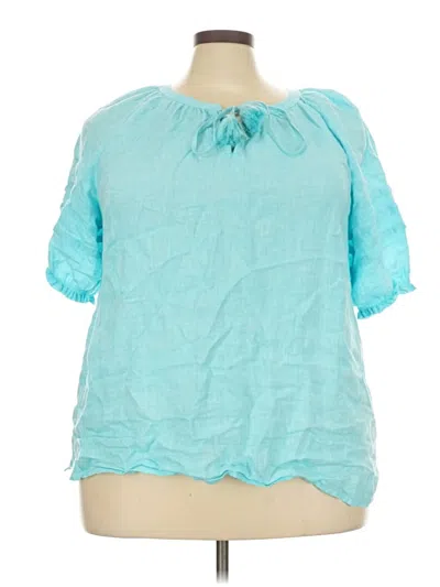 Pre-owned Talbots Short Sleeve Blouse In Teal