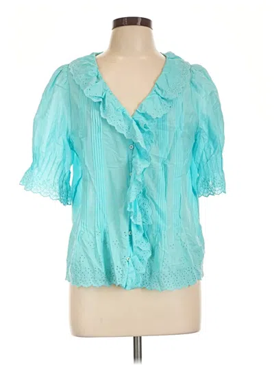 Pre-owned Talbots Short Sleeve Blouse In Teal