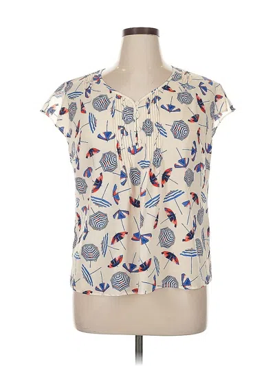 Pre-owned Talbots Short Sleeve Blouse In White