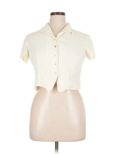 Pre-owned Talbots Short Sleeve Blouse In White