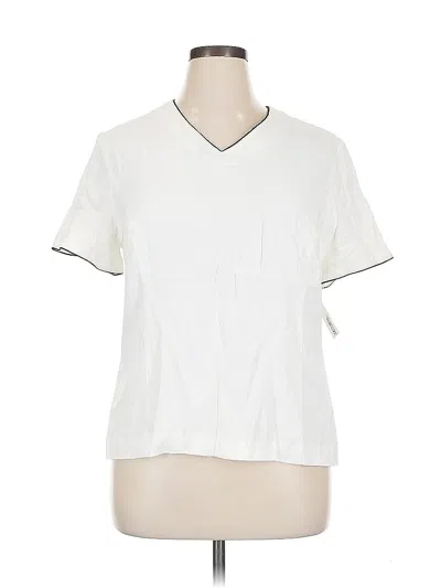 Pre-owned Talbots Short Sleeve Blouse In White