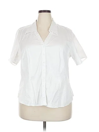 Pre-owned Talbots Short Sleeve Blouse In White
