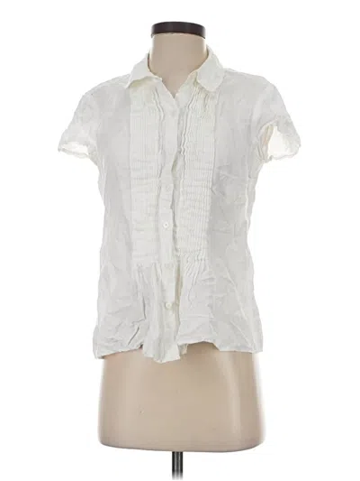 Pre-owned Talbots Short Sleeve Blouse In White