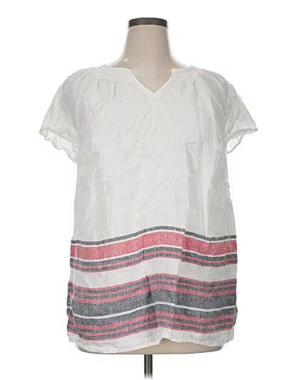 Pre-owned Talbots Short Sleeve Blouse In White