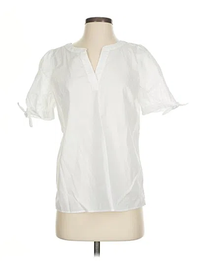 Pre-owned Talbots Short Sleeve Blouse In White
