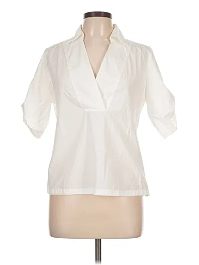 Pre-owned Talbots Short Sleeve Blouse In White