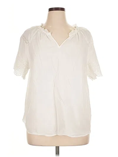 Pre-owned Talbots Short Sleeve Blouse In White