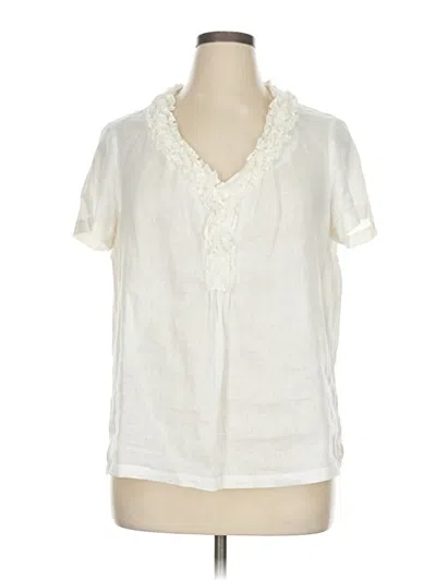 Pre-owned Talbots Short Sleeve Blouse In White