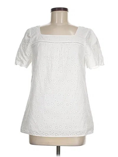 Pre-owned Talbots Short Sleeve Blouse In White