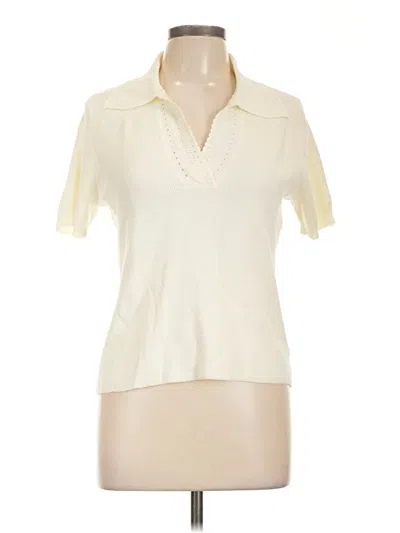 Pre-owned Talbots Short Sleeve Blouse In White