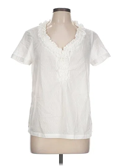 Pre-owned Talbots Short Sleeve Blouse In White
