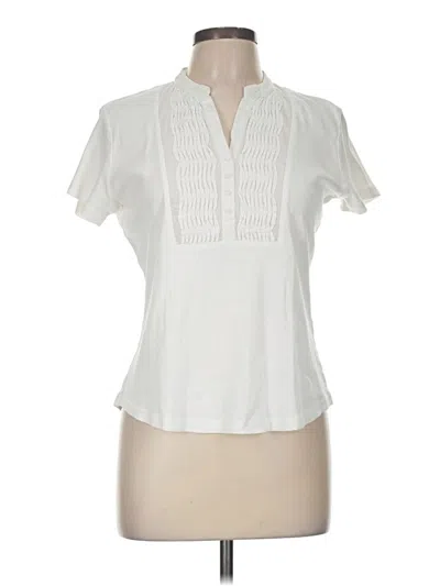 Pre-owned Talbots Short Sleeve Blouse In White