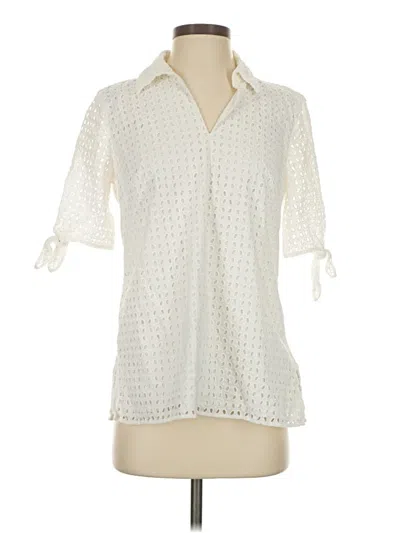 Pre-owned Talbots Short Sleeve Blouse In White