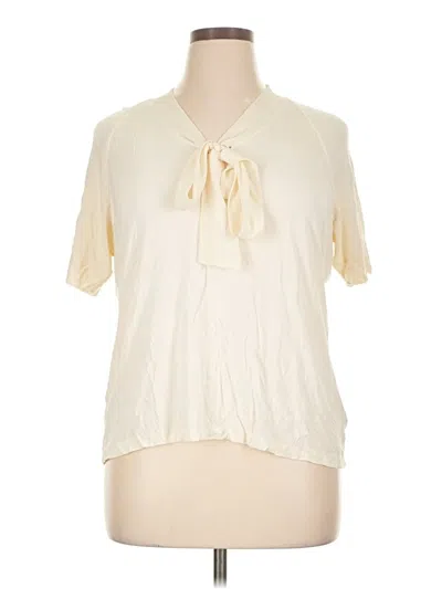 Pre-owned Talbots Short Sleeve Blouse In White