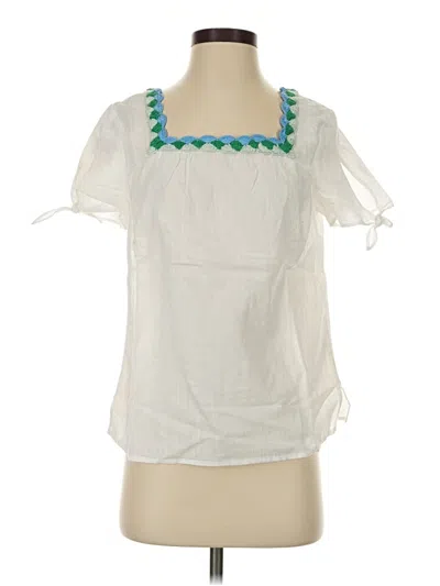 Pre-owned Talbots Short Sleeve Blouse In White