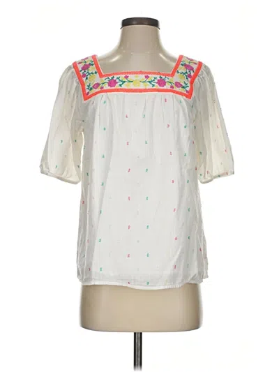 Pre-owned Talbots Short Sleeve Blouse In White