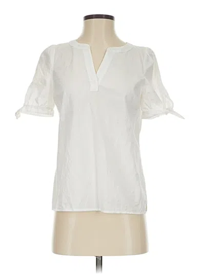 Pre-owned Talbots Short Sleeve Blouse In White