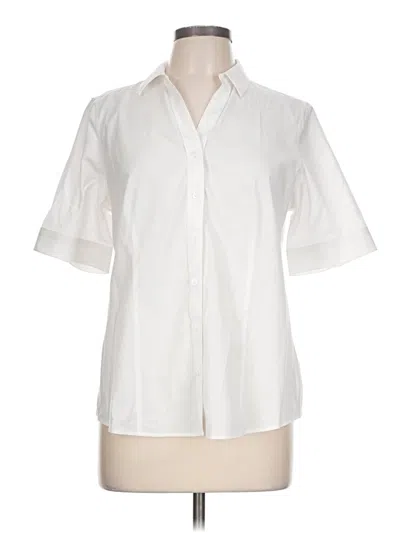 Pre-owned Talbots Short Sleeve Blouse In White