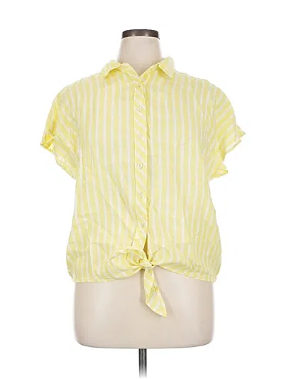Pre-owned Talbots Short Sleeve Blouse In Yellow