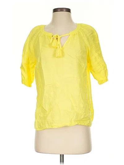 Pre-owned Talbots Short Sleeve Blouse In Yellow