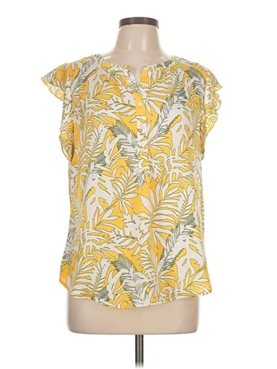 Pre-owned Talbots Short Sleeve Blouse In Yellow