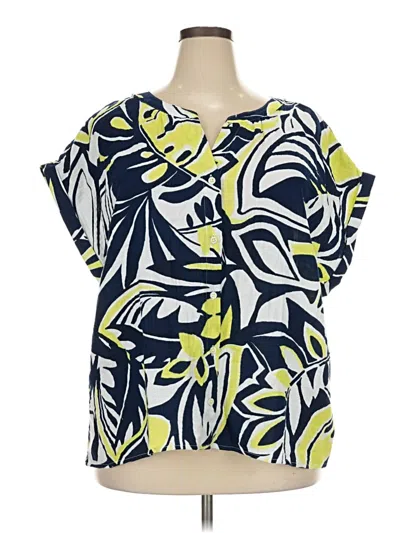 Pre-owned Talbots Short Sleeve Blouse In Yellow